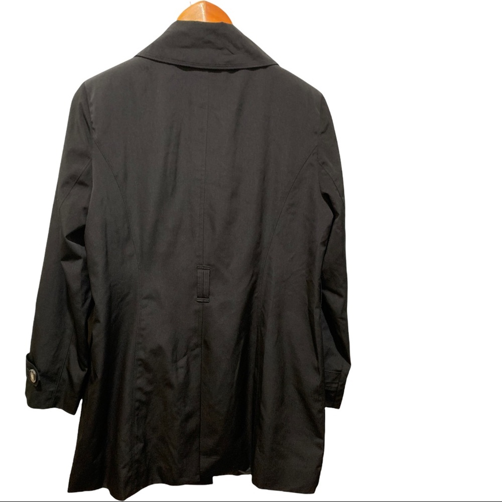 LONDON FOG BLACK FULL BUTTON DOWN  LS INTERIOR LINED TRENCH COAT SIZE MEDIUM - Picture 16 of 16